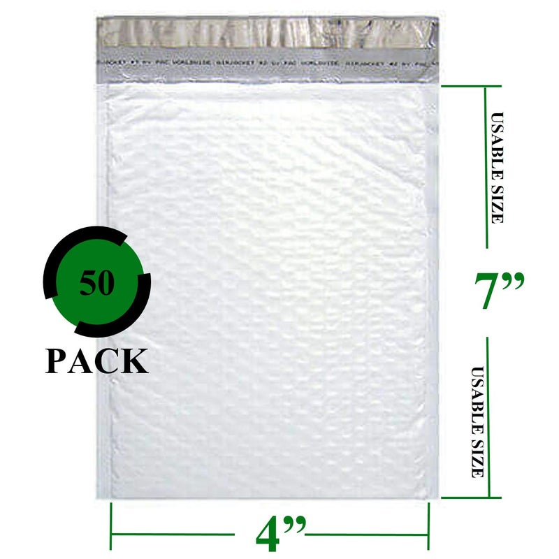 Sales4Less #000 Poly Bubble Mailers 4X8 Inches Padded Envelope Mailer Waterproof Pack of 50, White - Image 3